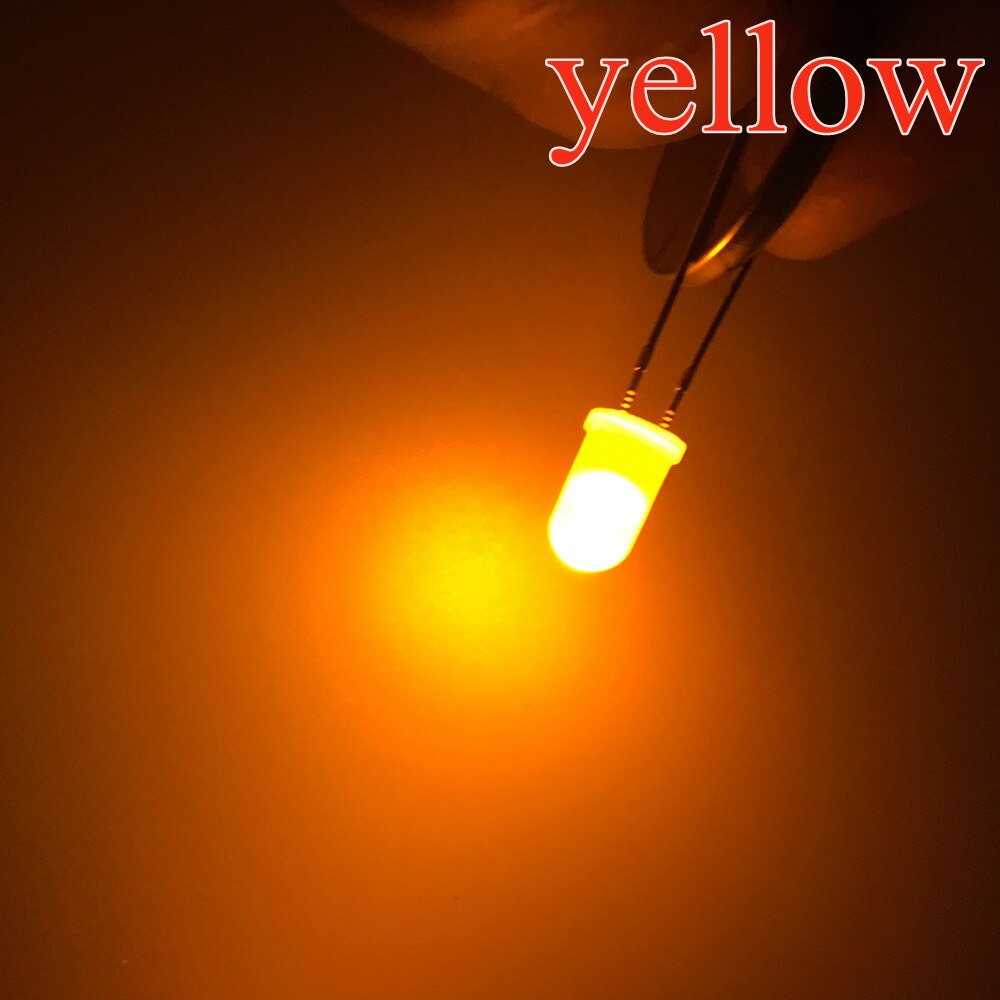 500 stücke 5mm Weiß Rot Grün Blau Gelb Warm Weiß 2pin Runde Licht emittierende Led-diode Diffuse LED lampe Licht Dioden Lampe: Gelb