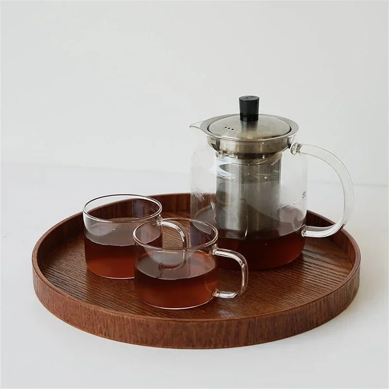 Nordic Decoratief Dienblad Houten Dienblad Retro Ronde Serveerschaal Fruit Dessert Opbergbakken Koffiekopje Mat Pad Home Decor Mohamedajuan