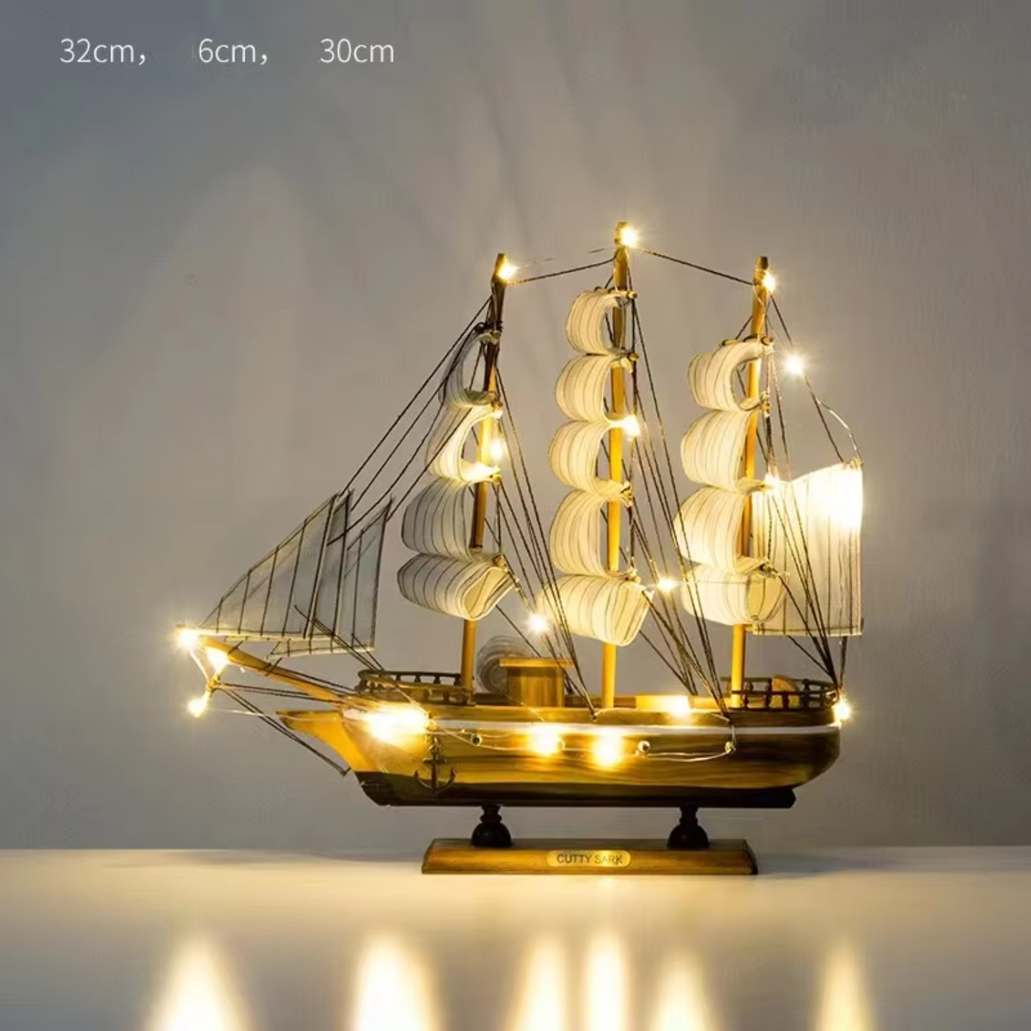 Modelo de velero de madera nórdico, decoraciones creativas, decoración de escritorio: Borgoña