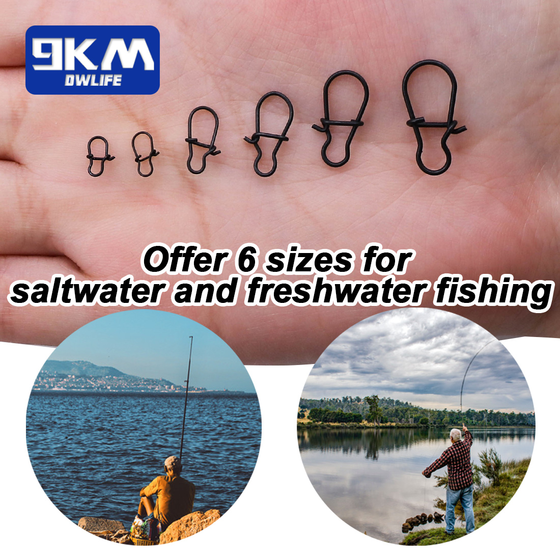Broches de pesca Duo Lock, 25 ~ 100 Uds., Clips de pesca, mosquetones, giratorios de pesca, aparejos de pesca de cambio rápido para agua salada