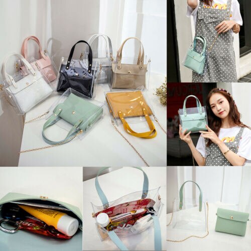 Sommar klar transparent pvc axelväskor kvinnor godis färg kvinnor gelé väskor handväska enfärgade midjeförpackningar