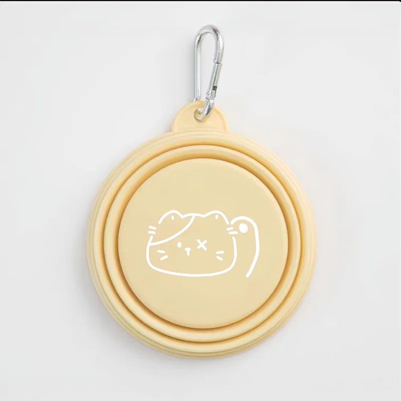 Dog Pet Folding Silicone Bowls 350ml/650ml Outdoor Travel Foldable Portable Cat Food Water Container Feeding Tray Bowls: Yellow