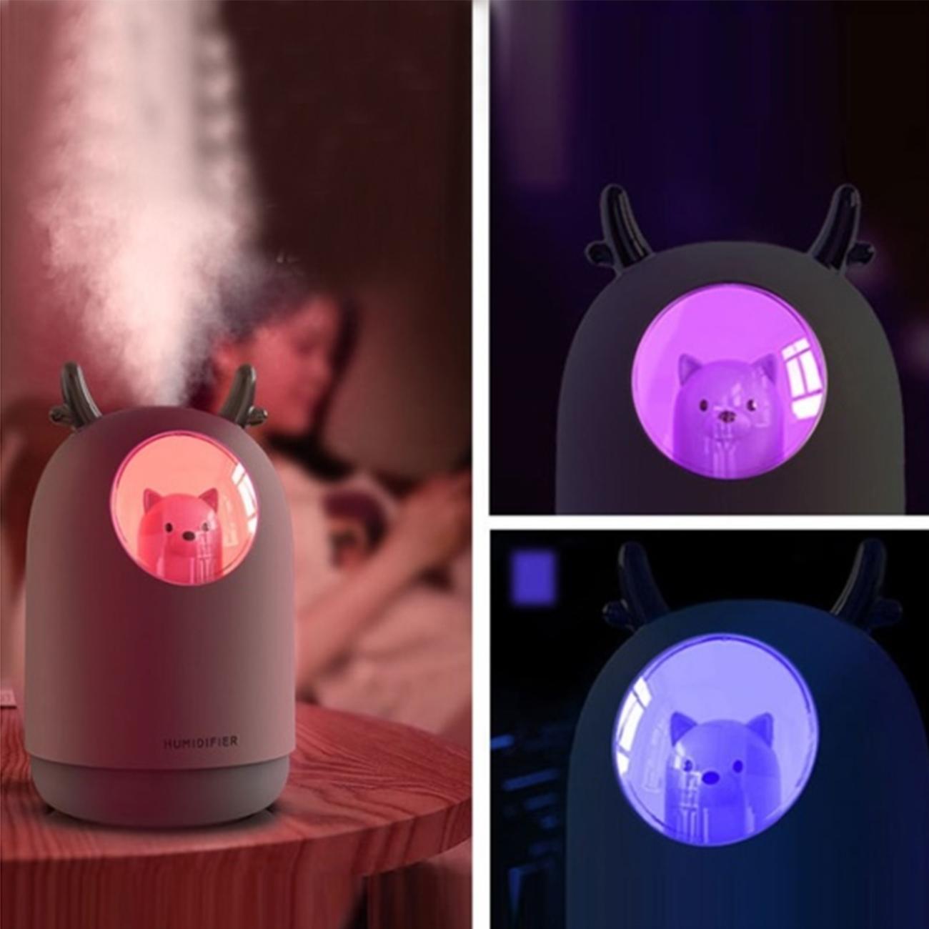 Mini Luchtbevochtiger Ultrasone Mute Cool Mist Geurende Lucht Olie Diffuser Met Kleur Led-verlichting Usb Oplader Leuke Huisdier Meisje Kids