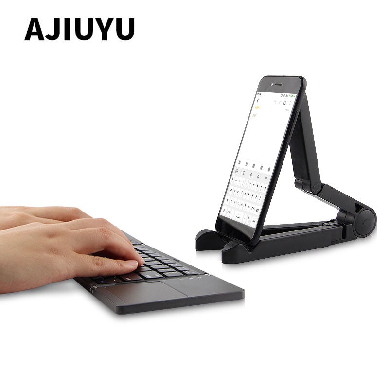 Three folded Wireless Bluetooth Keyboard with Touchpad For iPhone 12 11 Pro Max 8 7 SE Xiaomi Redmi Samsung LG Mobile Phone Case