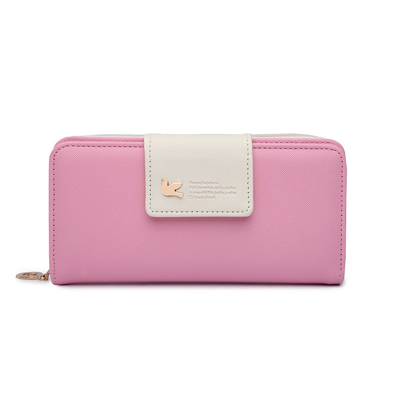 Women Leather Wallet Women's Clutch Bag Hasp Wallet Zipper Long Purses Card Holder Bolsa Feminina: Pink