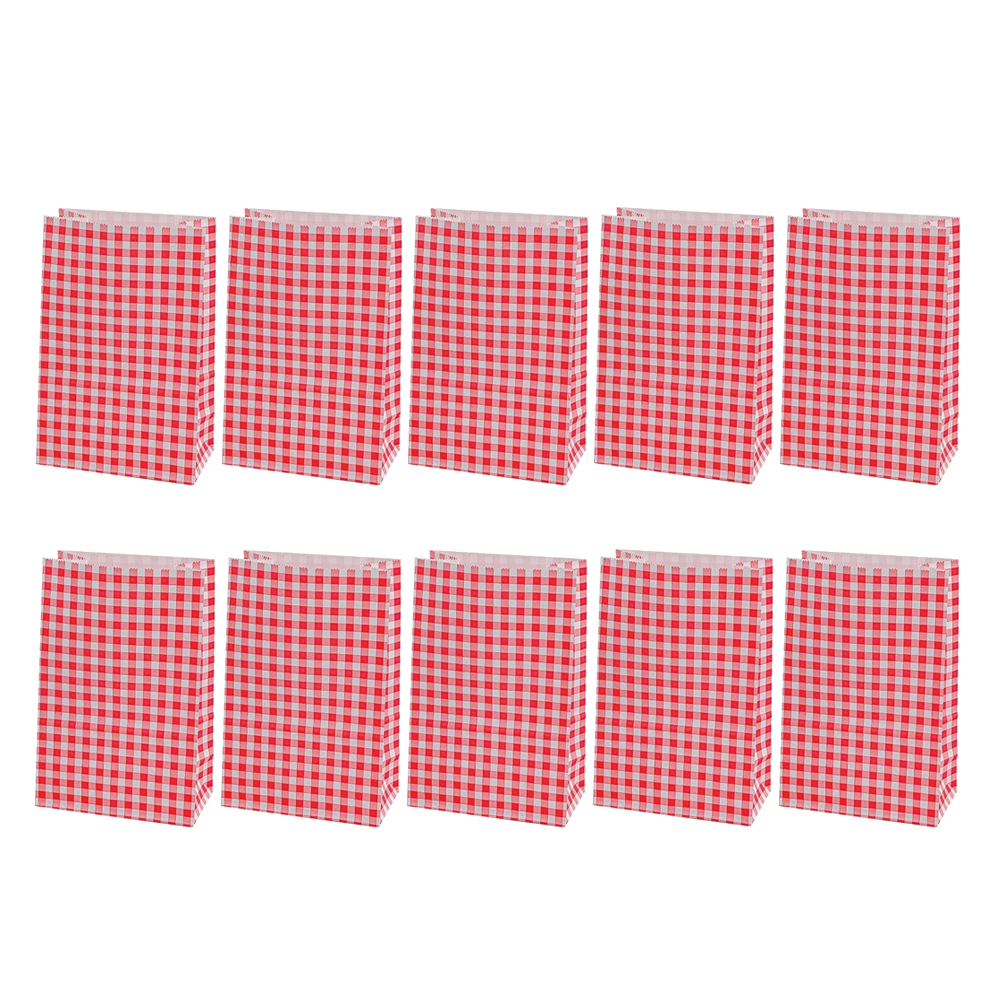 Bolsa de papel Kraft a cuadros colorida, embalaje de flores para aperitivos, galletas y dulces, bolsa de almacenamiento Vertical, de de cumpleaños y boda, 5/10 Uds.