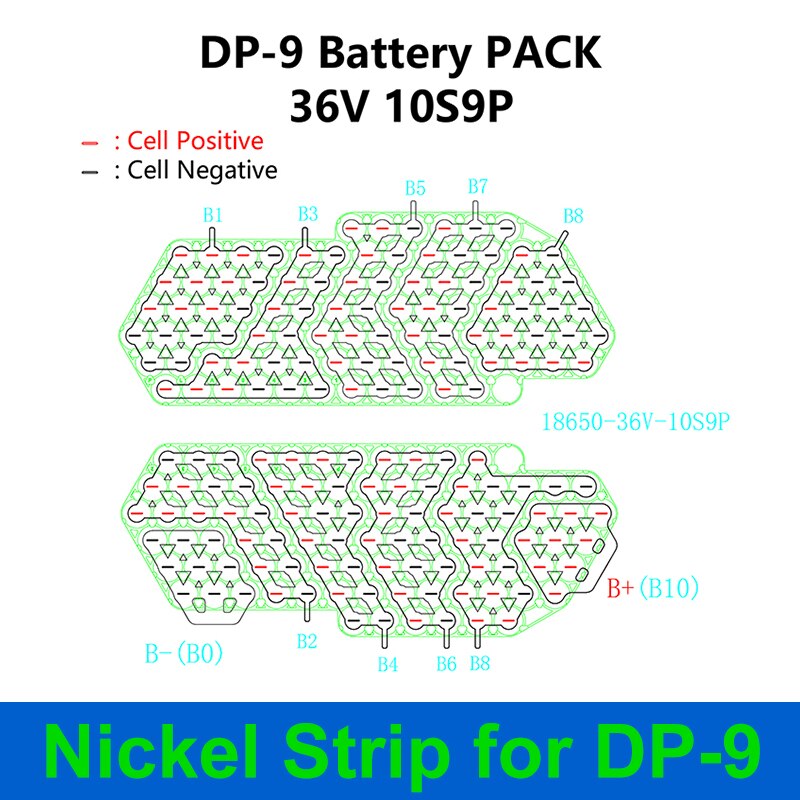 DP-9 Battery Formed Nickel Strip Thickness 0.15mm 36V 48V 52V 10S9P 13S7P 14S6P for DIY DP-9 E-Bike Battery 91PCS 18650 Cells
