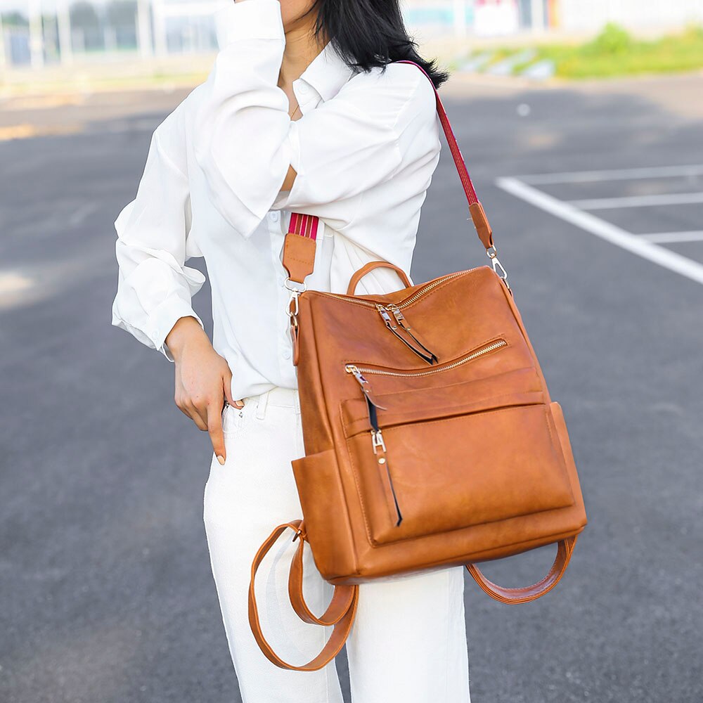 Retro Grote Rugzak Vrouwen Pu Lederen Rugzak Vrouwen Knapzak Reizen Rugzakken Schouder Schooltassen Mochila Rugzak