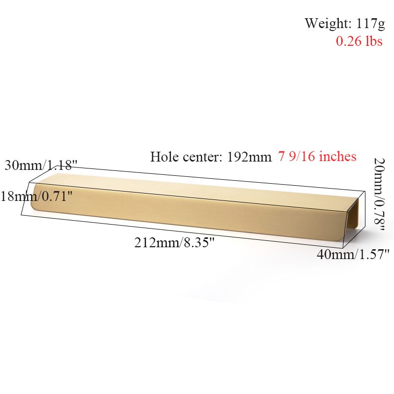 Modern Brass Brushed Hidden Handle Cabinet Handles Sliced Finger Pull Handle Kitchen Cupboard Pulls for Furniture Hardware