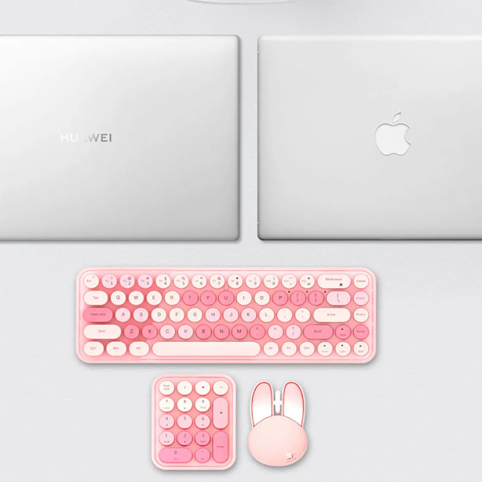 Mofii-teclado y ratón inalámbricos 3 en 1, 2,4G, colorido, bonito y Retro