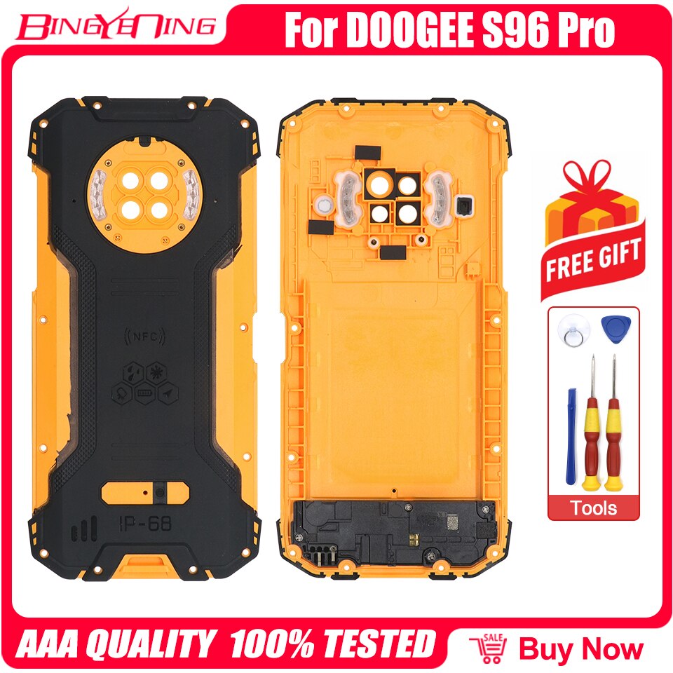 100%  originale til doogee  s96 pro batteri cover bagcover reservedele med højttaler + bagkamera linse telefon