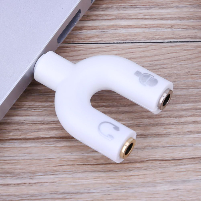 Hörlurskontakt konverter 3.5mm stereo splitter ljud till mikrofon & headset jack plug adapter 2 way u för mobiltelefon surfplatta