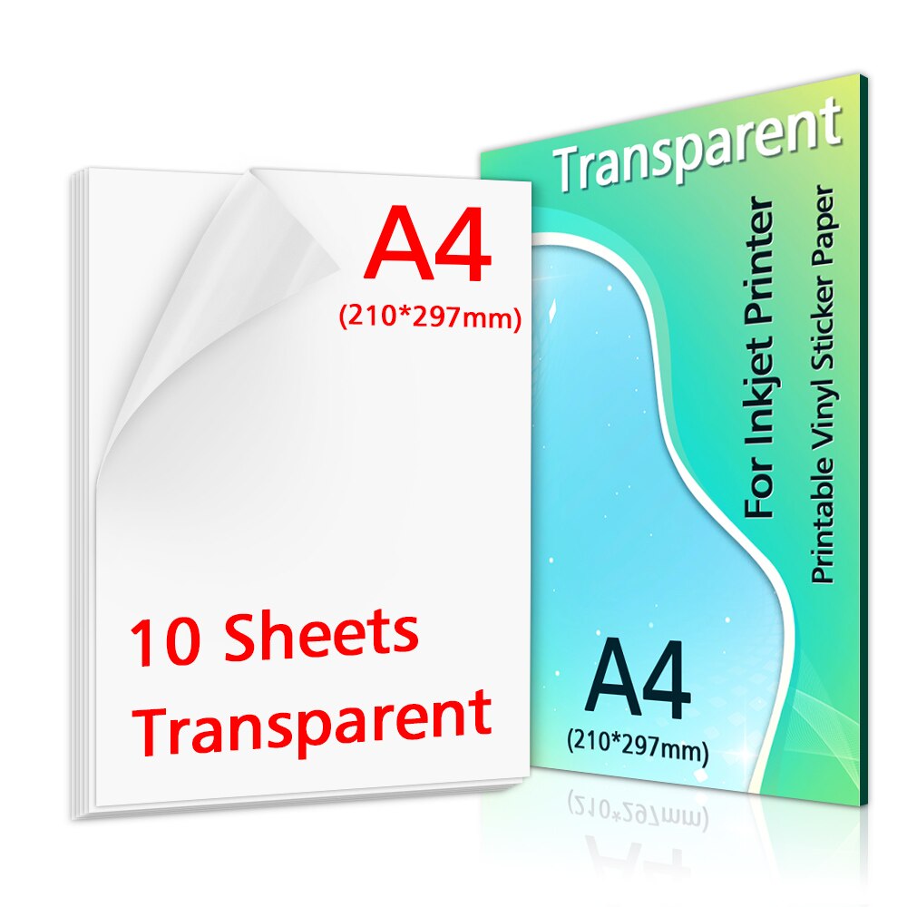 Labelwell 10 Vellen A4 Printable Vinyl Sticker Papier Transparante Zelfklevende Printer Papier Voor Inkjet Printer Diy Label Sticker