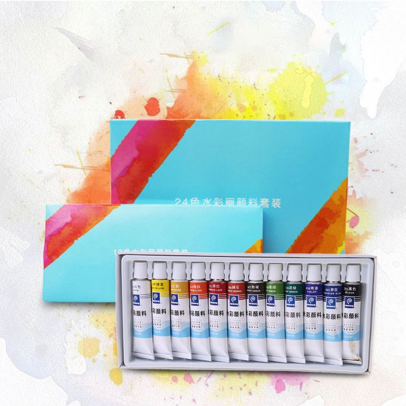 12Ml 12/24 Kleuren Professionele Verf Buizen Tekening Schilderij Aquarel Pigment Set Kunstenaar Art Supplies