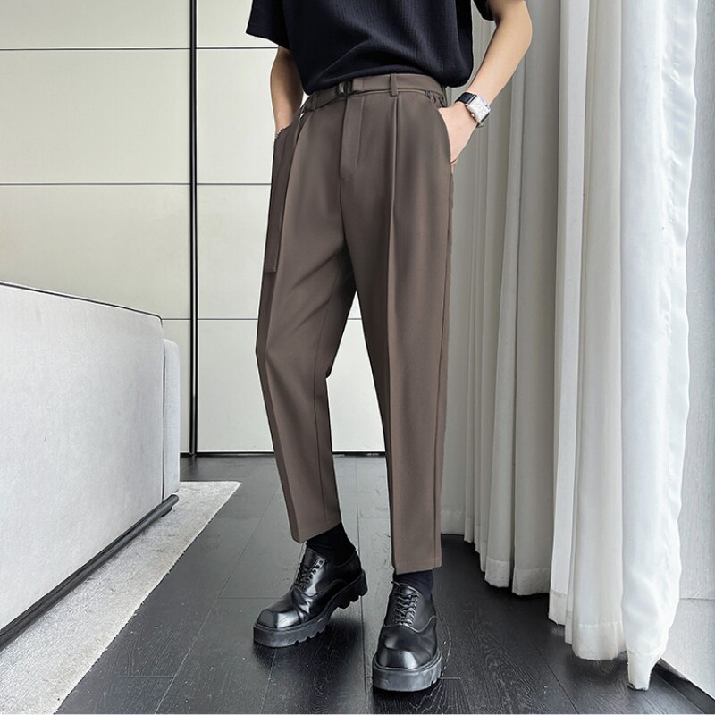 2022 Belt Decoration Business Dress Pants Men Offi... – Grandado