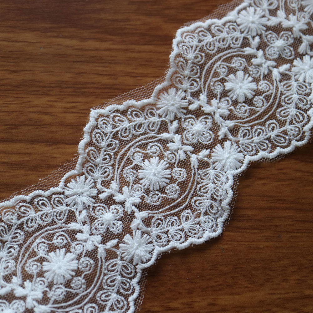 Adornos de encaje de algodón bordado de 5 yardas para ropa, adornos de encaje de flores suaves y cintas de costura para manualidades, accesorios DIY para vestidos