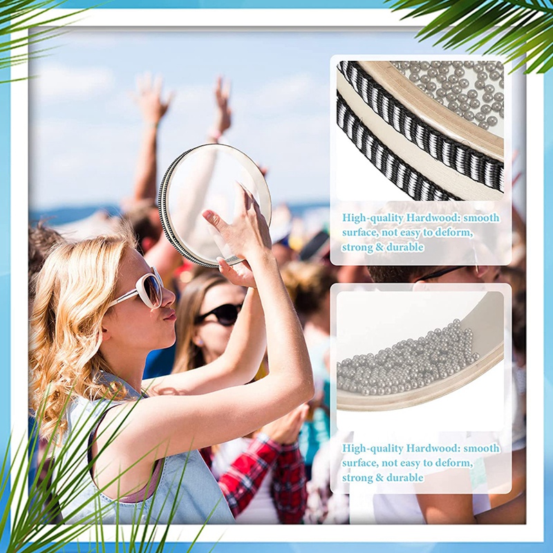 Ocean Drum 2 Pcs Wave Bead Hand Drum Sound Drum Percussion Wave Drum With Shell Ocean Sound Drum, 8,10 Inch