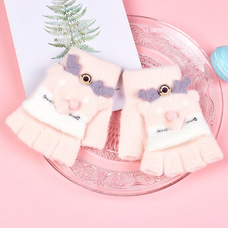 Guanti invernali per bambini guanti mezze dita per bambini guanti simpatici cartoni animati guanti caldi lavorati a maglia guanti morbidi in cachemire imitazione addensata: 5