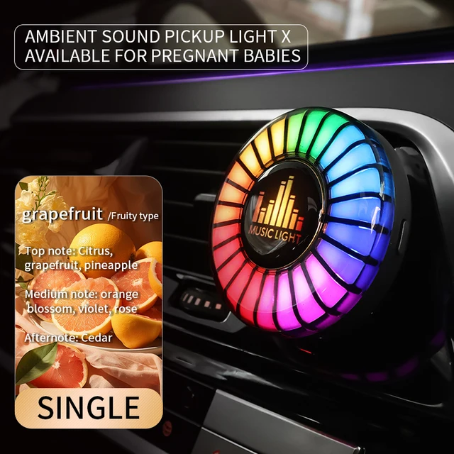 24 LED światło RGB kontrola dźwięku rytm głosu Ambient Pickup lampa dla dyfuzor samochodowy zacisk wentylacyjny odświeżacze powietrza kontrola aplikacji zapachowej: 3000 k złoty