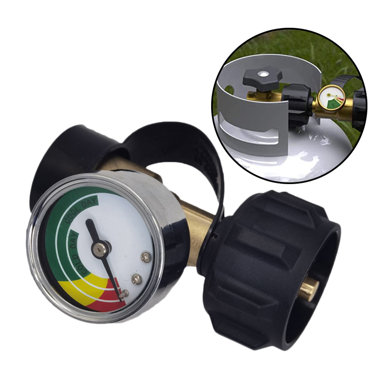 Accurate Propane Tank Gauge, Camper Grill Gas Tank Pressure Level Meter with 3 Temperature Scales for BBQ Gas Grill, Heater
