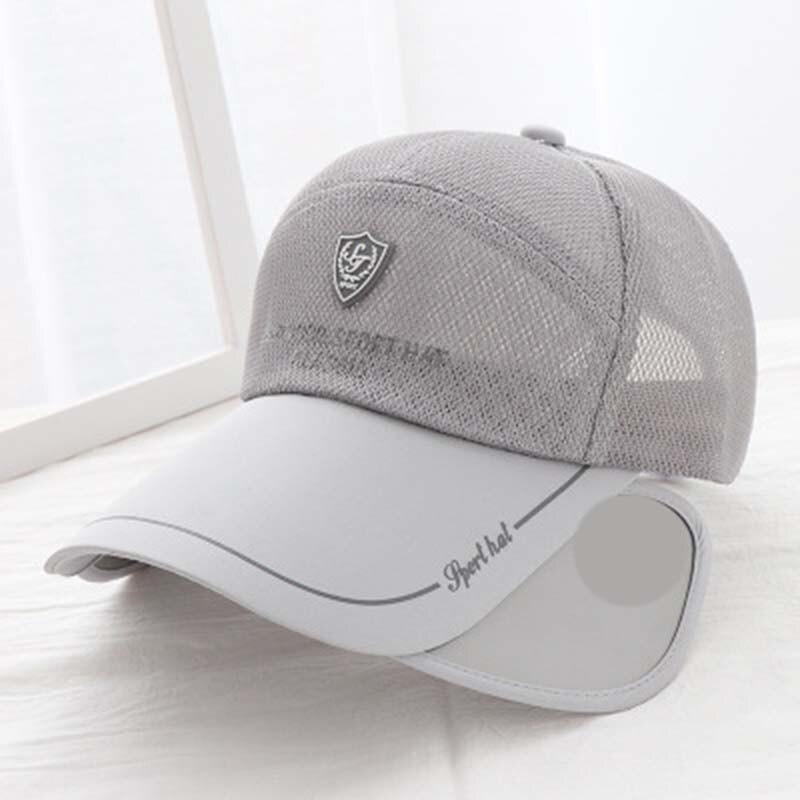 Hoeden heren en dames baseballpetten zomer outdoor ademende sport intrekbare zonnehoed zonnebrandcrème snel drogende zonnehoed  s62: Grijs