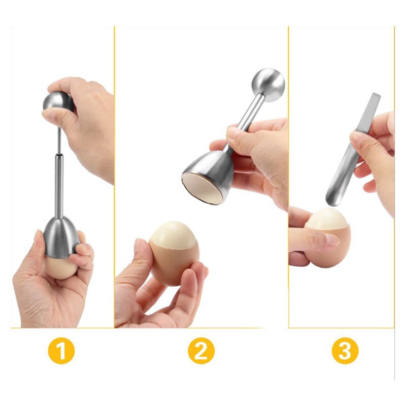 Eiersnijderset, roestvrijstalen eieropener, eierklopper, gepocheerde eierscheider, eierkraker voor zacht- en hardgekookte eieren,
