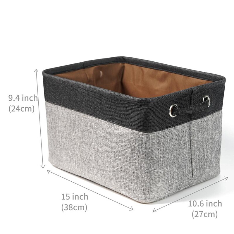 Storage Basket Bin , Large Cube Storage Box Linen Fabric Built-in Soft Lining Foldable Organizer with Handles