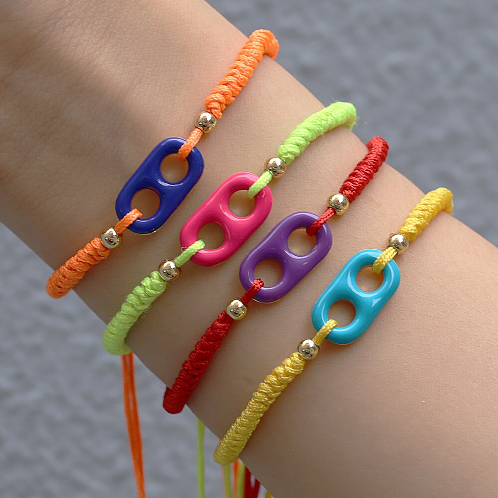 Neue H Schwein Nase Regenbogen Seil Kette Armbinde Für Frau Mann Sommer freundlicher Leuchtstoff Armbänder schmuck