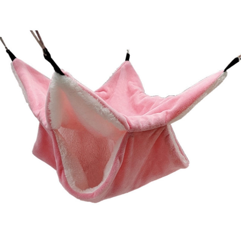 Hamac en peluche pour animaux de compagnie, lit Double couche, épais et , hamac, Hamster, furet, écureuil, lapin, nid, Cage suspendue, maison, My06 21: Pink / L