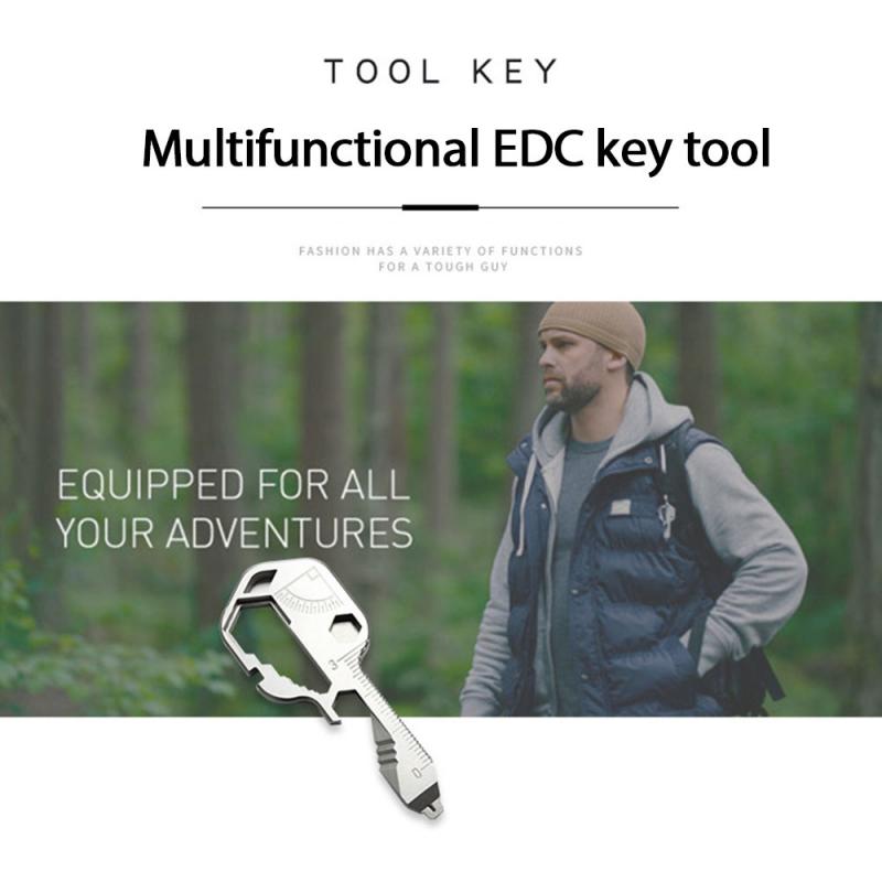 1/2 PC-24IN1 Multi-Tool Key Shaped Pocket Tool for Keychain w/Bottle Opener Car Disassembly Tool Car Repair Combination Suit