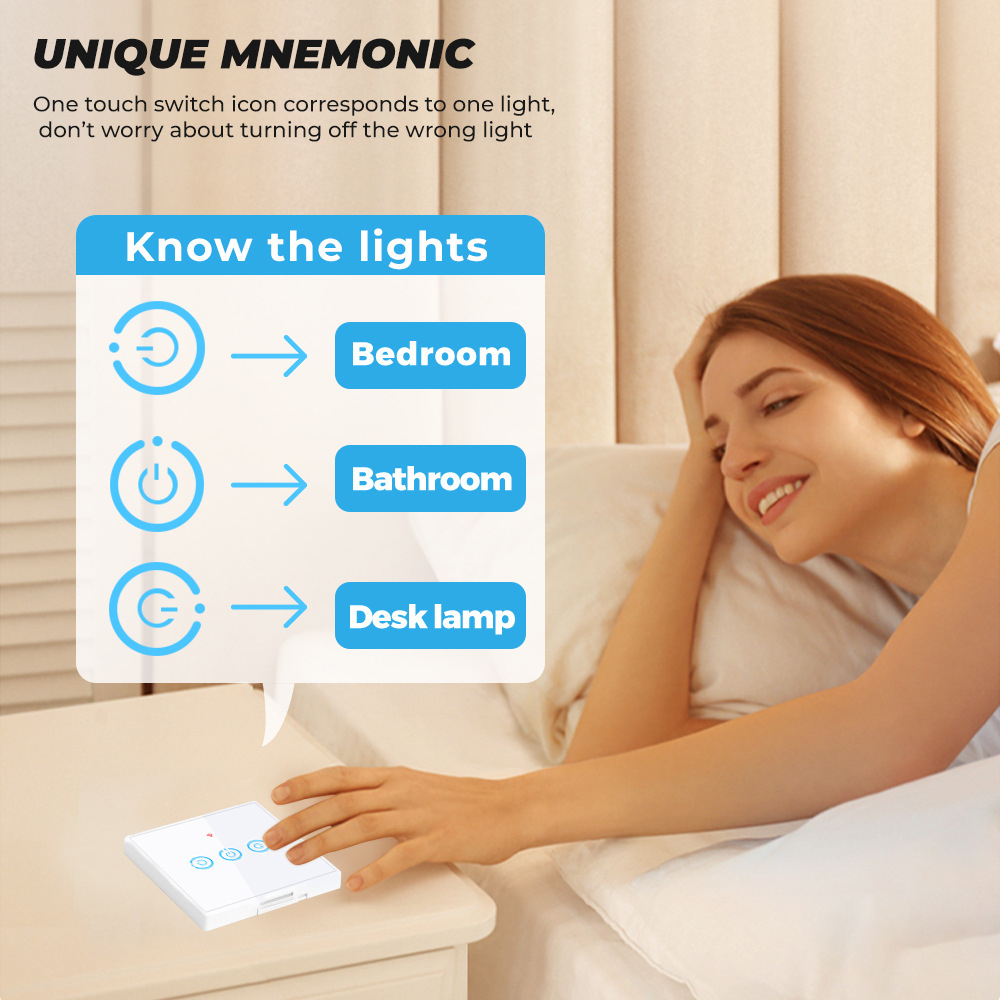 RF433Mhz Wireless Touch Switch Smart Home trasmettitore pulsante 1/2/3 Gang Led Lights pannello in vetro Wall funziona con 433Mhz