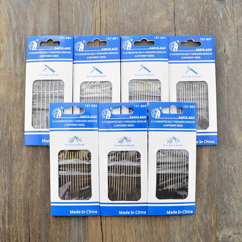 Elderly Needle-Side Hole Blind Needle 12pcs/Set Needless Tail Side Opening Stainless Steel Hand Sewing Needless Threading