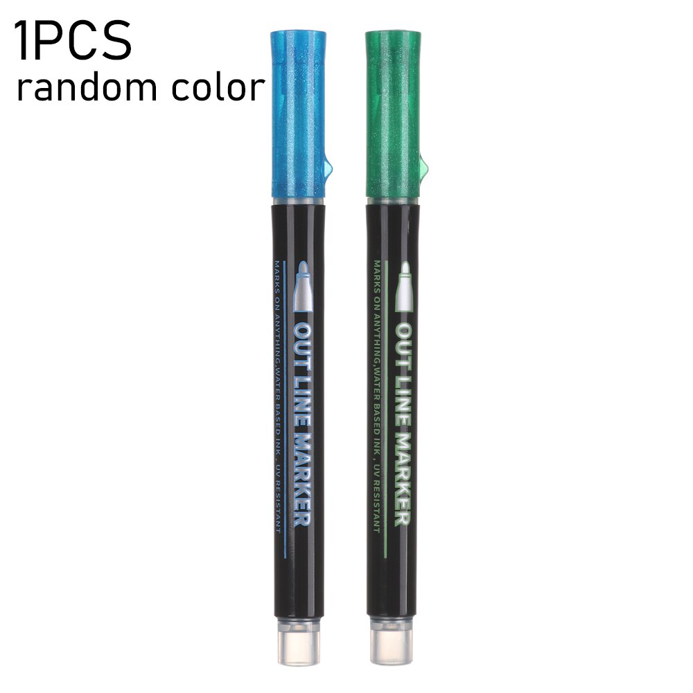 Double Line Outline Metallic Markers Magic Shimmer Paint Pens for Kids Adults Drawing Marker Pen Art Painting Learning Supplies: 1pc random color