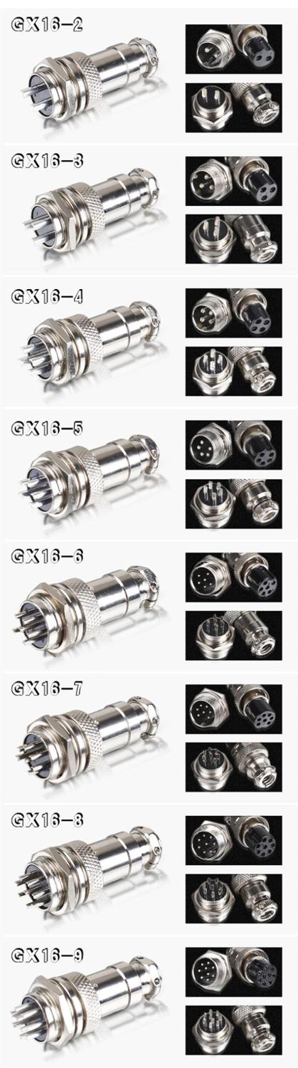 1Set Female + Male GX16 Aviation Connector 2Pin 3Pin 4Pin 5Pin 6Pin 7Pin 8Pin 9Pin 10Pin Circular Socket