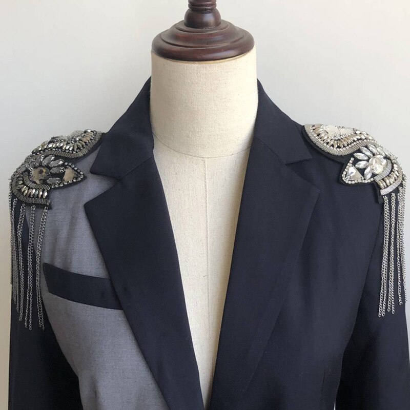 Kralen Steentjes Blazer Epaulet Kpop Fringe Tassel Metalen Schouder Epauletten Spikes Broche Vrouwen Mannen Pak Accessoires