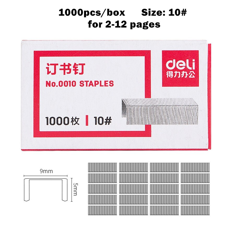 1000pcs Deli Staples Set 10# 24/6 Stainless Steel Staple for Stapler Binder Stationery Office School Binding Supplier F340: Deli 0010