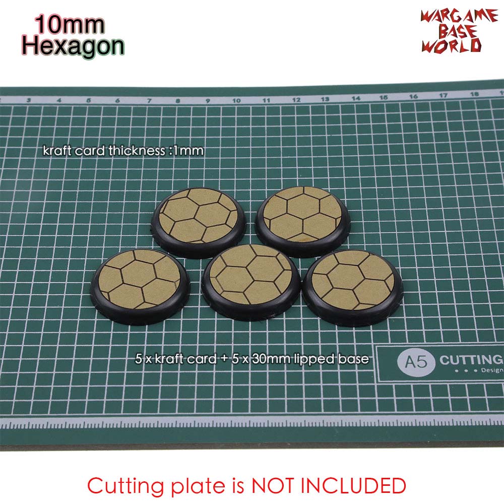 Kraft Card Texture Bases - 30mm lipped bases - Texture Bases for Warhammer: 10mmHexagon