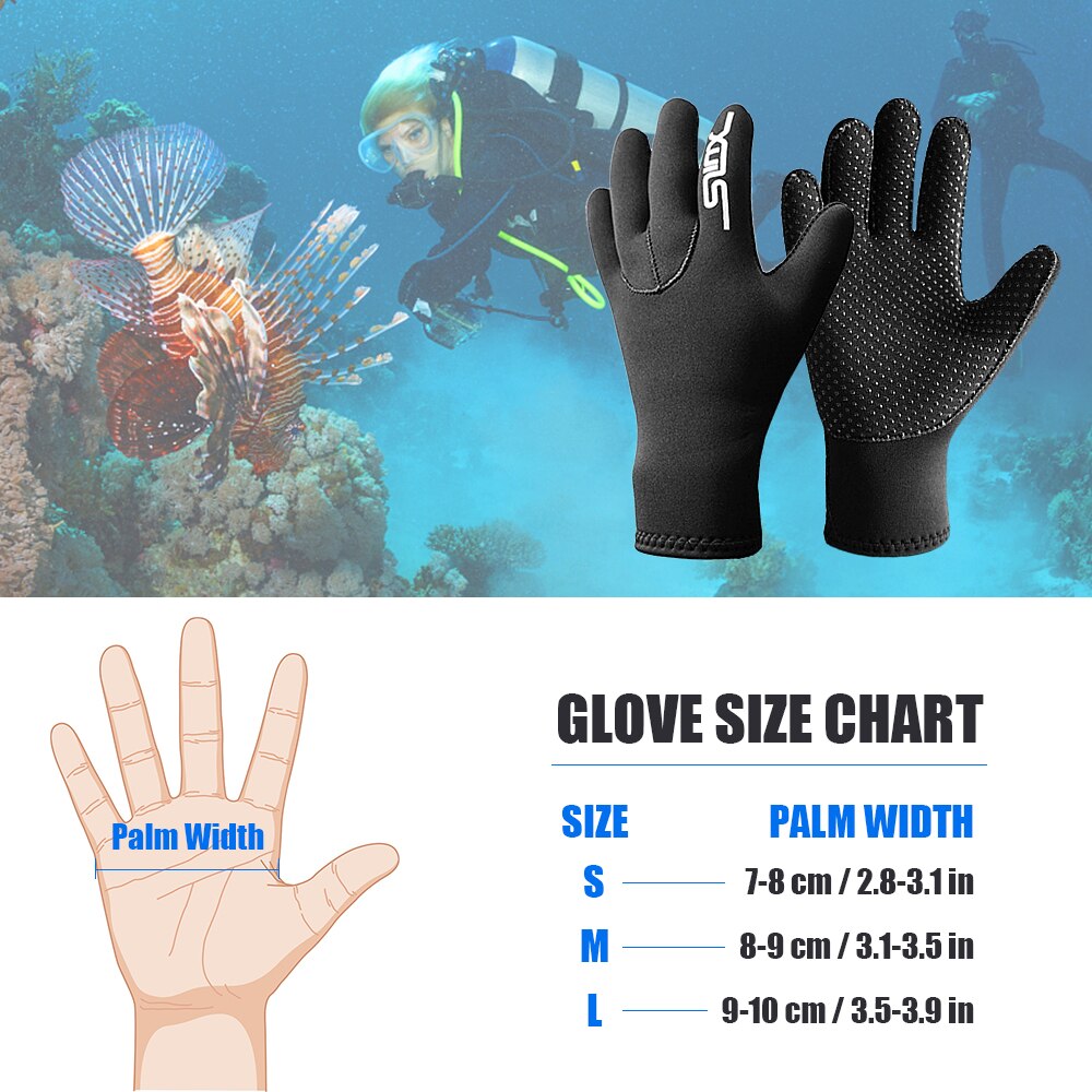 3mm Neoprene Five Finger Wetsuit Gloves Anti-slip Water Gloves for Diving Snorkeling Surfing Kayaking