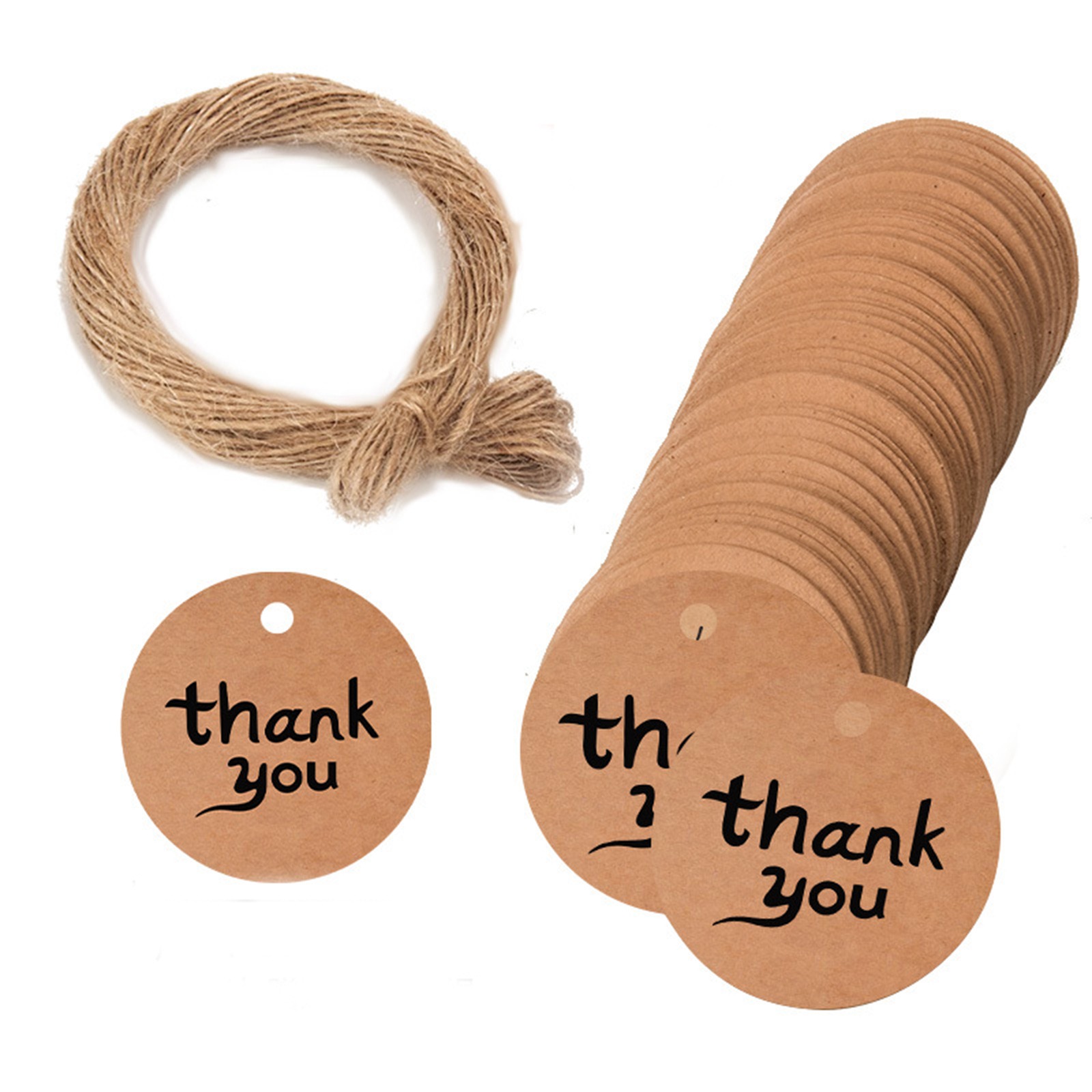 100pcs Kraft Paper Tags Thank You For Celebrating With Us Multi Style Crafts Hang Tag With Rope Labels Wrapping Supplies: 6
