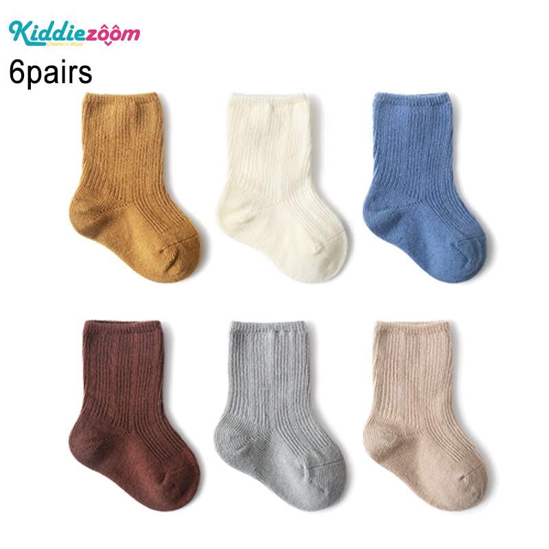 Einfarbig Baby Socken 6 Paare 2022 Frühling Kleinkind Junge Mitte Rohr Socken Sommer Atmungs Neugeborenen Mädchen Baumwolle Socke Zubehör: SK6001 / XS ( 0-6M )