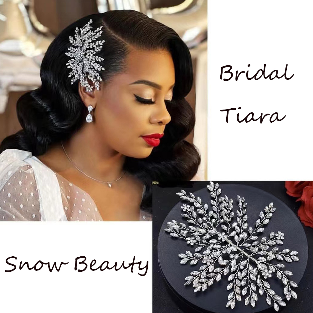 A422 pieza de pelo de novia de plata, diademas de boda brillantes, Tiaras hechas a mano, accesorios para el cabello de boda, joyería para la cabeza, tocado de novia