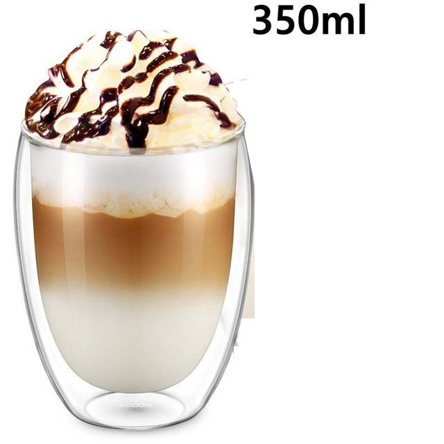 Vasos dobles, tazas de café, aislamiento para bebidas, vidrio de doble pared, taza de té, artículos para beber, tazas de cocina para el hogar: Un -350ml