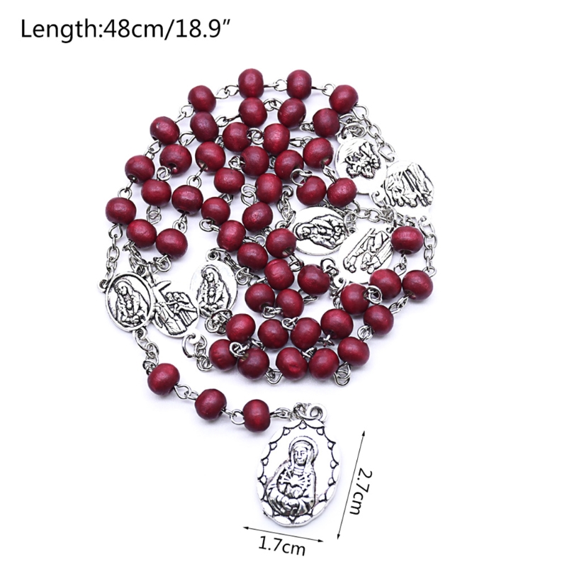 Rosenkranz Halskette Katholischen Jungfrau Maria Anhänger Halsketten Korn Lange Kette Männer Frauen Christian Schmuck