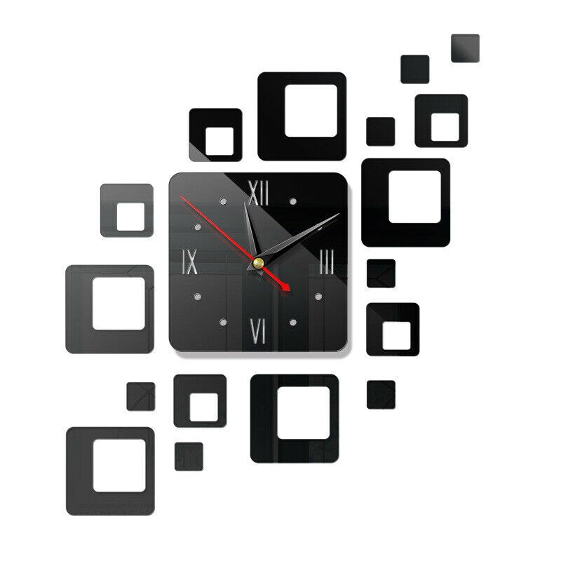 Large Wall Clock Big Watch Decal 3D Stickers Roman Numerals DIY Wall Modern Home