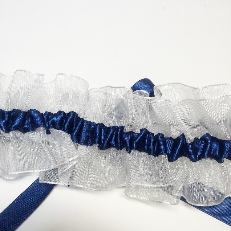 Navy Blue White Wedding Garter Bridal Garter Handmade Bowknot Garters