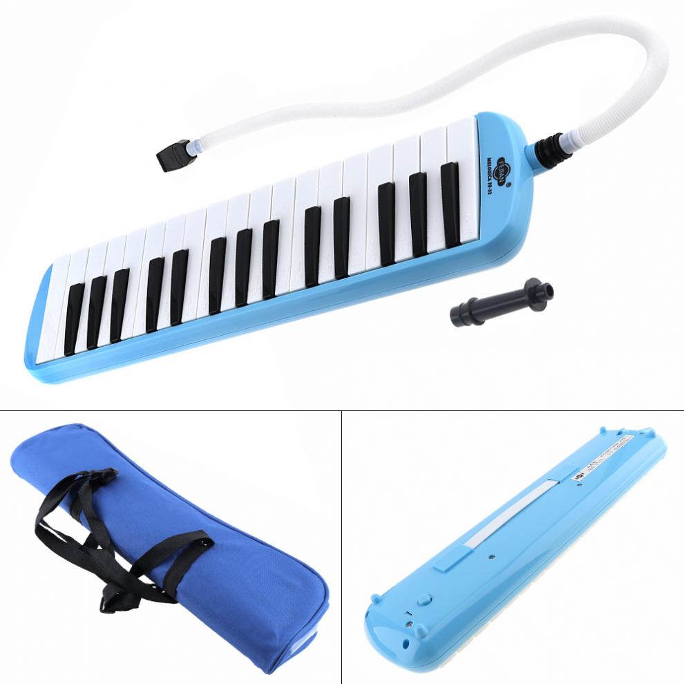 32 nøgle blå harmonika melodica undervisningsinstrument med luksus bæretaske til begyndere