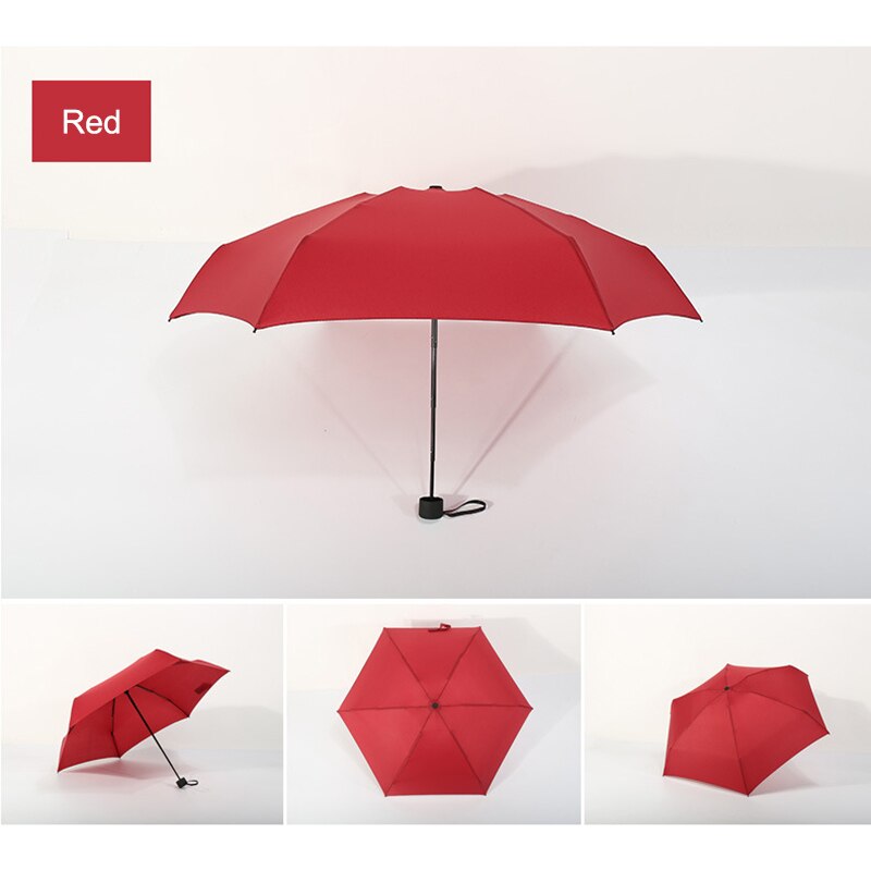 Små mini vikbara paraply regn kvinnor män mini pocket parasoll flickor anti-uv vattentäta bärbara paraplyer: Röd