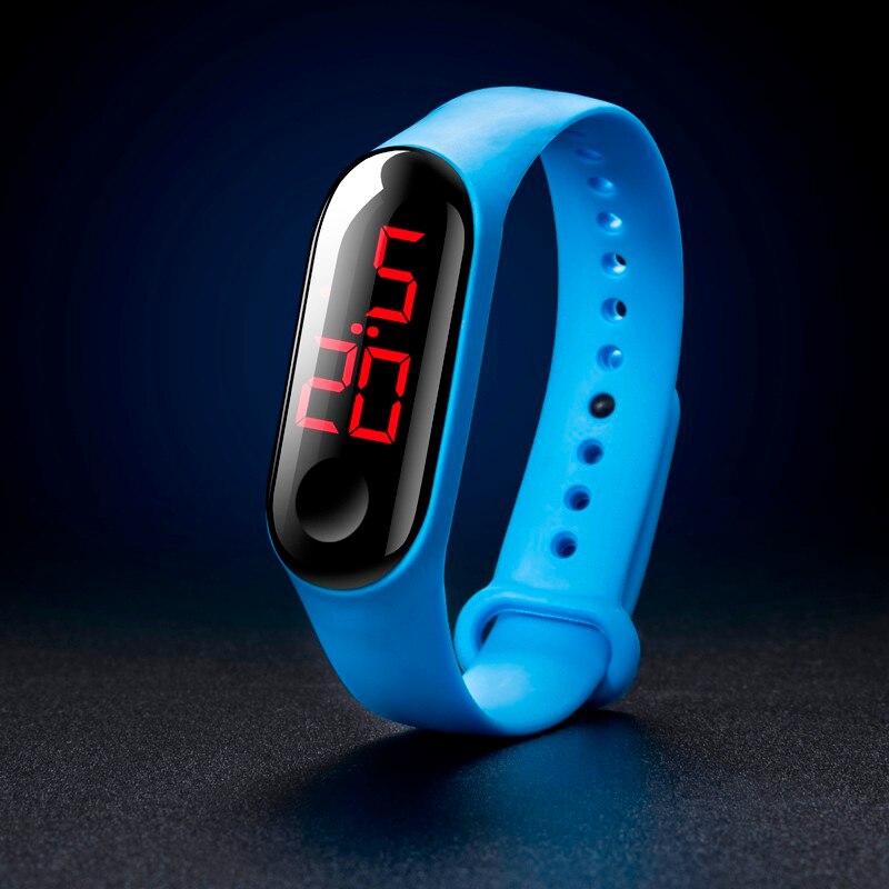 Deep 50M-relojes electrónicos deportivos luminosas para hombre y mujer, relojes de pulsera digitales F1211, LED rojo, resistente al agua