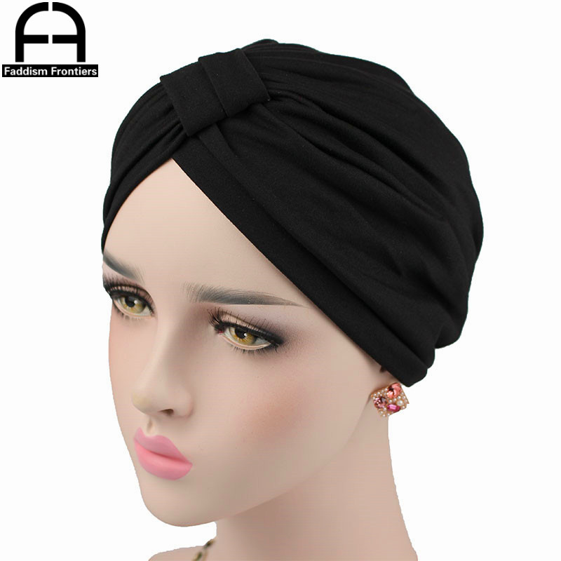 Turbante elástico de LICRA para mujer, diadema, turbante musulmán, Bandanas para quimio, accesorios para el cabello