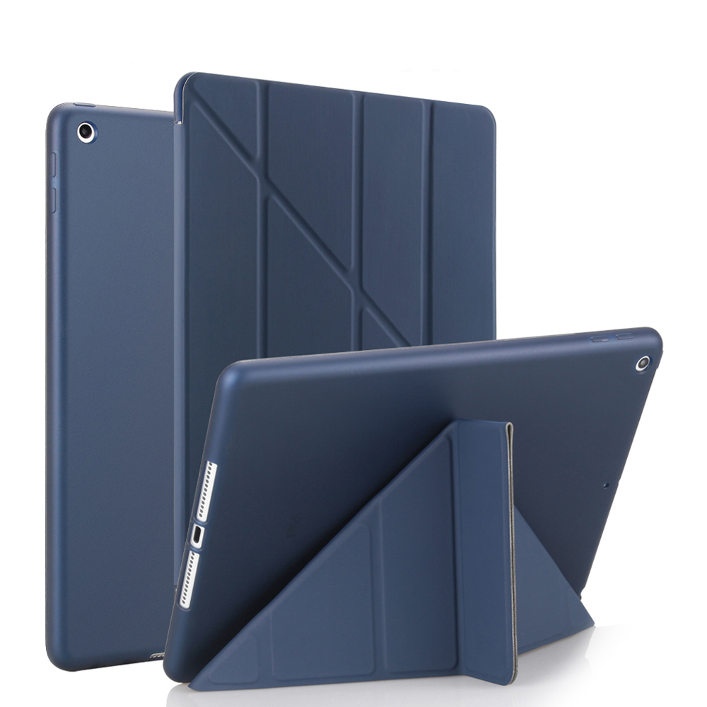 Für iPad Pro 9,7 Fall, intelligente Abdeckung mit Silikon TPU Weichen Zurück Multi-Falten Tabletten Fall für iPad Pro 9,7 zoll Coque: Marine-Blau